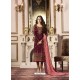 Trendy Maroon Embroidered Straight Salwar Suit