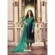 Awesome Teal And Blue Embroidered Straight Salwar Suit