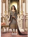 Scintillating Grey Embroidered Straight Salwar Suit