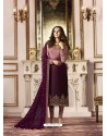 Marvellous Dark Purple Embroidered Straight Salwar Suit