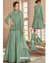 Awesome Sea Green Embroidered Designer Palazzo Salwar Suits