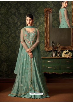 Fabulous Sky Blue Embroidered Designer Anarkali Suit