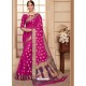 Classy Magenta Silk Wedding Party Wear Saree