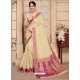 Awesome Cream Silk Wedding Party Wear Saree