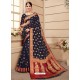 Classy Navy Blue Silk Wedding Party Wear Saree