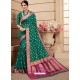 Dashing Teal Green Silk Wedding Party Wear Saree