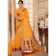 Sizzling Mustard Silk Wedding Party Wear Saree