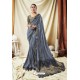 Classy Grey Silk Wedding Party Wear Saree