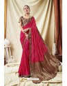 Trendy Pink Silk Wedding Party Wear Saree