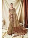 Dashing Brown Silk Wedding Party Wear Saree