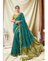 Elegant Blue Silk Wedding Party Wear Saree