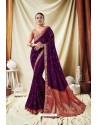 Sizzling Maroon Silk Wedding Party Wear Saree