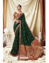 Classy Green Silk Wedding Party Wear Saree