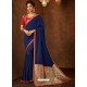 Navy Blue Designer Embroidered Jacquard Worked Saree