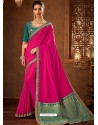 Rani Designer Embroidered Jacquard Worked Saree