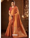 Mustard Designer Embroidered Jacquard Worked Saree