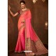 Light Pink Designer Embroidered Jacquard Worked Saree