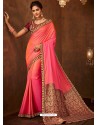 Light Pink Designer Embroidered Jacquard Worked Saree