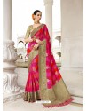 Rani And Pink Silk Stone Worked Party Wear Saree