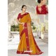 Classy Mustard Silk Embroidered Party Wear Saree