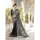 Black And Grey Silk Stone Worked Party Wear Saree