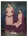 Deep Wine And Pink Georgette Heavy Embroidered Designer Sharara Suit