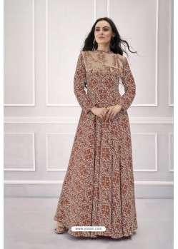 Peach Heavy Rayon Hand Worked Gown