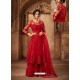 Red Net Embroidered Designer Sharara Suit