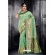 Sizzling Green Silk Wedding Party Wear Saree