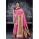 Classy Pink Silk Wedding Party Wear Saree