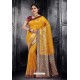 Classy Yellow Silk Wedding Party Wear Saree