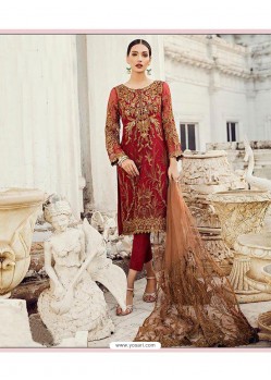 Trendy Maroon Embroidered Straight Salwar Suit