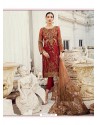 Trendy Maroon Embroidered Straight Salwar Suit