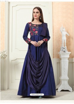 Fabulous Navy Blue Party Wear Gown for Girls