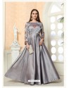 Glossy Grey Party Wear Gown for Girls