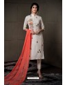 Fabulous White Embroidered Straight Salwar Suit