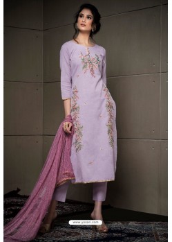 Trendy Mauve Embroidered Straight Salwar Suit