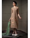 Ravishing Brown Embroidered Straight Salwar Suit