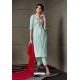 Fabulous Sky Blue Embroidered Straight Salwar Suit
