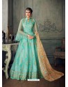 Fabulous Sky Blue Embroidered Designer Anarkali Suit