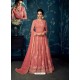 Fabulous Light Red Embroidered Designer Anarkali Suit