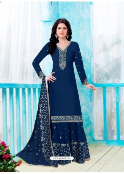 Fabulous Navy Blue Embroidered Designer Salwar Suit