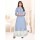 Blue South Cotton Readymade Kurti With Palazzo