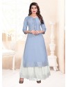 Blue South Cotton Readymade Kurti With Palazzo