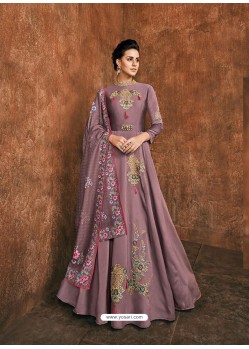 Mauve Heavy Rayon Gold Fancy Embroidered Anarkali Suit