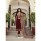 Fabulous Magenta Embroidered Straight Salwar Suit