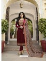 Fabulous Magenta Embroidered Straight Salwar Suit