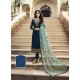 Fabulous Teal Embroidered Straight Salwar Suit