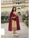 Ravishing Cream Embroidered Straight Salwar Suit