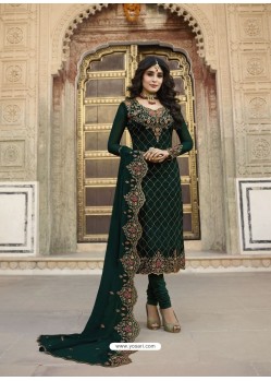 Trendy Dark Green Embroidered Straight Salwar Suit